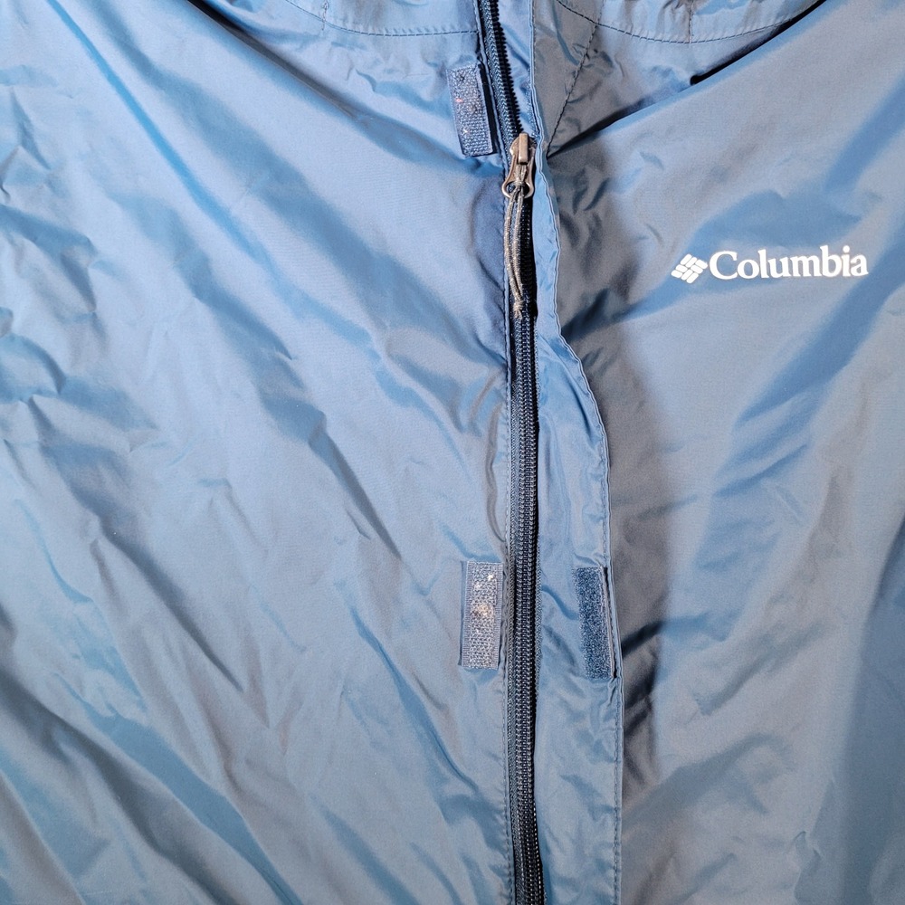 Columbia Jacket Mens L Blue Omni-Tech Rain Windbreaker Hooded Shell Coat - Picture 9 of 16